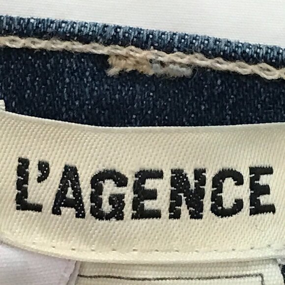 L'agence Sada High Rise Cropped Slim Jeans Women 29 Blue Raw Hem Dark Wash - Picture 3 of 13